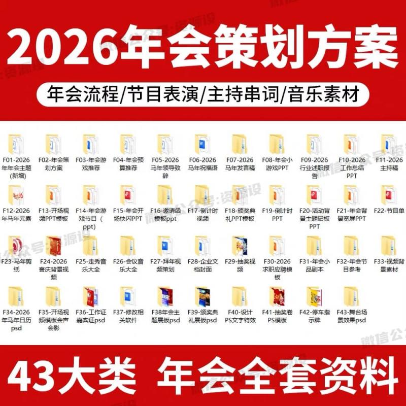 2026年马年年会资料公司年会活动策划方案企业马年素材主持稿节目年终庆典主题【3519期】