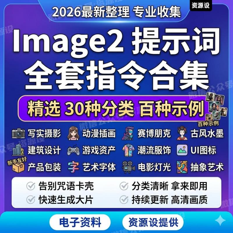 Image2提示词全套30种分类百种示例指令合集【3657期】